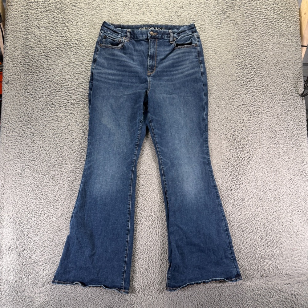 American Eagle Outfitters Jeans Womens 14 Blue Cotton Denim Flared Curvy Stretch